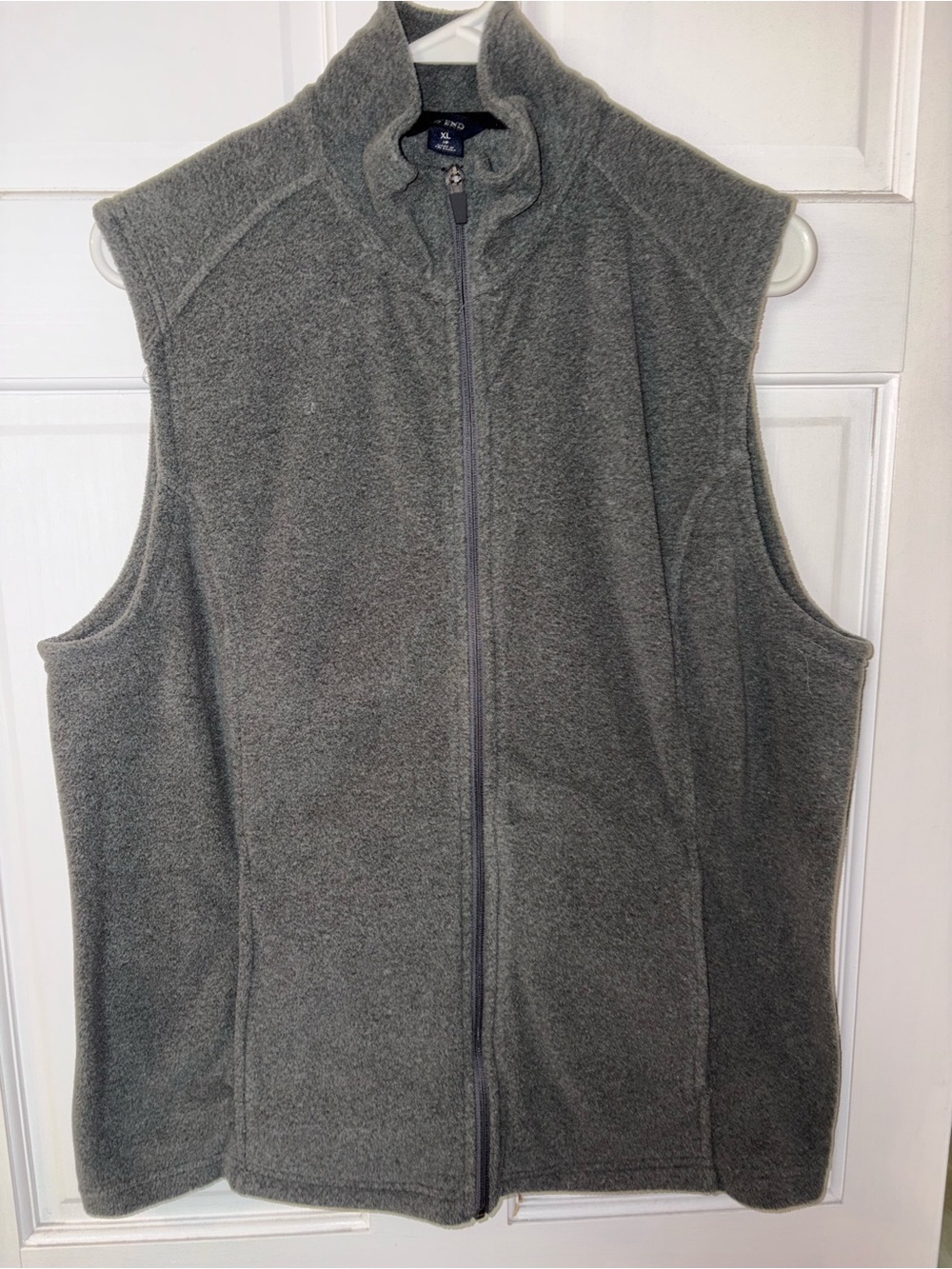 Lands' End Gray Fleece Full-Zip Vest - Women’s